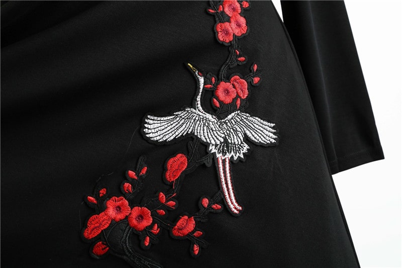 Robe Guinguette avec motif cigogne brodé – Image 5