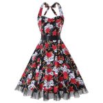 Robe Guinguette Tête de Mort et Roses | Vintage-Dressing