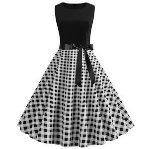 Robe Guinguette Vichy Noir et Blanc | Vintage-Dressing