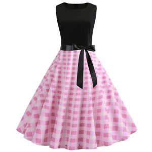 Robe Guinguette Vichy Rose et Blanc | Vintage-Dressing
