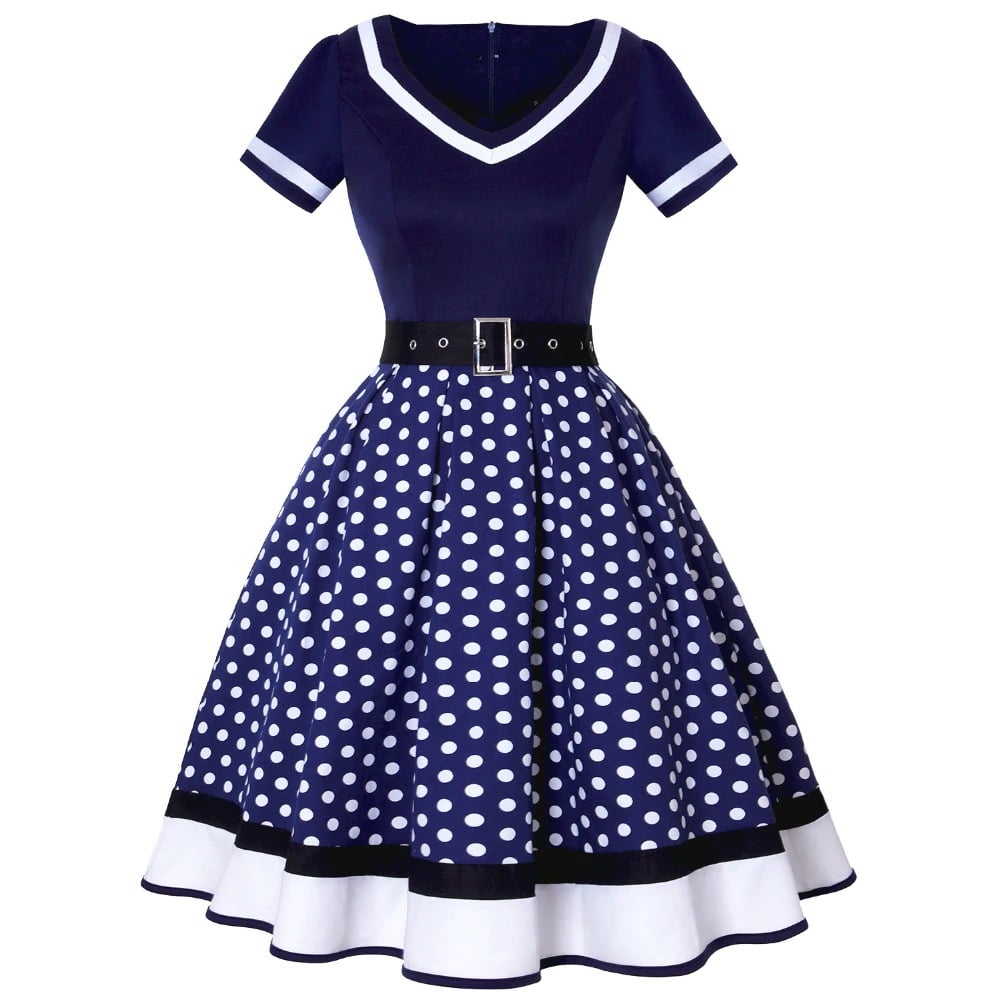 Robe Pin-Up Bleu Marine Vintage