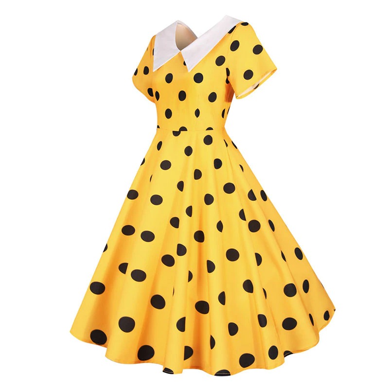 Robe Pin-Up style Rockabilly jaune – Image 2
