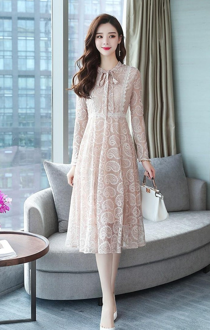 Robe Pin-Up Chic Victorien Beige Rétro Chic