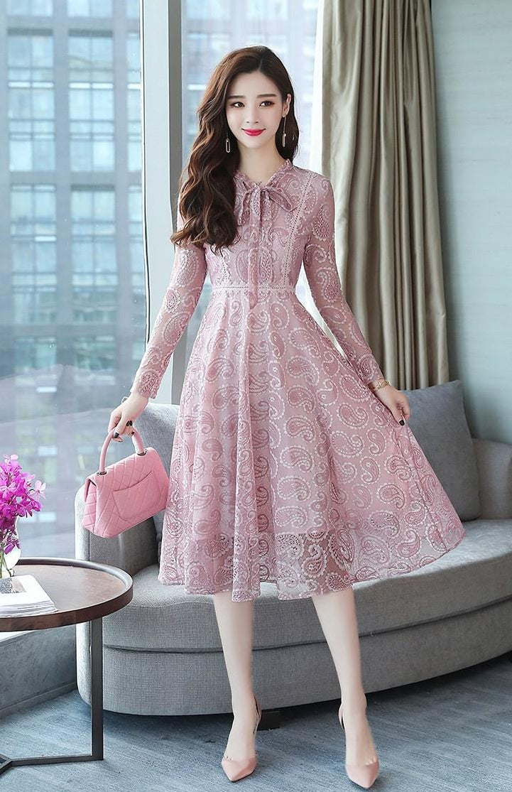 Robe Pin-Up Chic Victorien Rose Rétro Chic