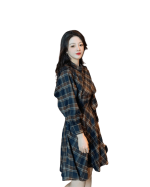 Robe Vintage à Carreaux Bleue
