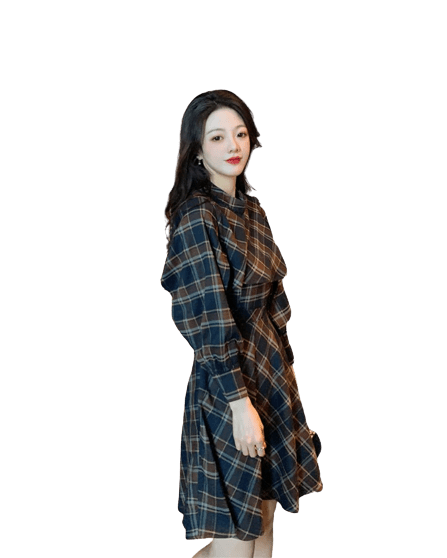 Robe Vintage à Carreaux Bleue