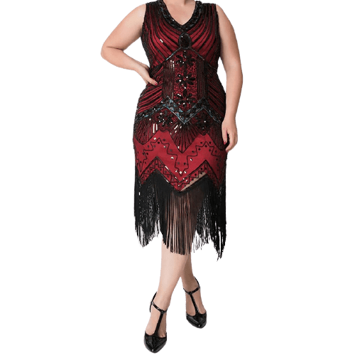 Robe vintage grande taille rouge Gatsby – Image 4
