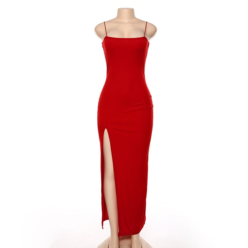 Robe Vintage Fendue Rouge Hollywood