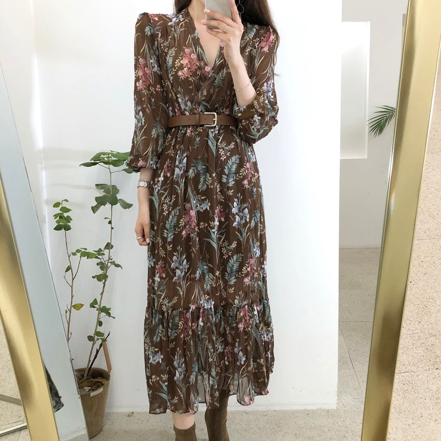 Robe Vintage en mousseline soyeuse à fleurs – Image 5
