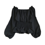 Top Vintage Noir Manches Bouffantes